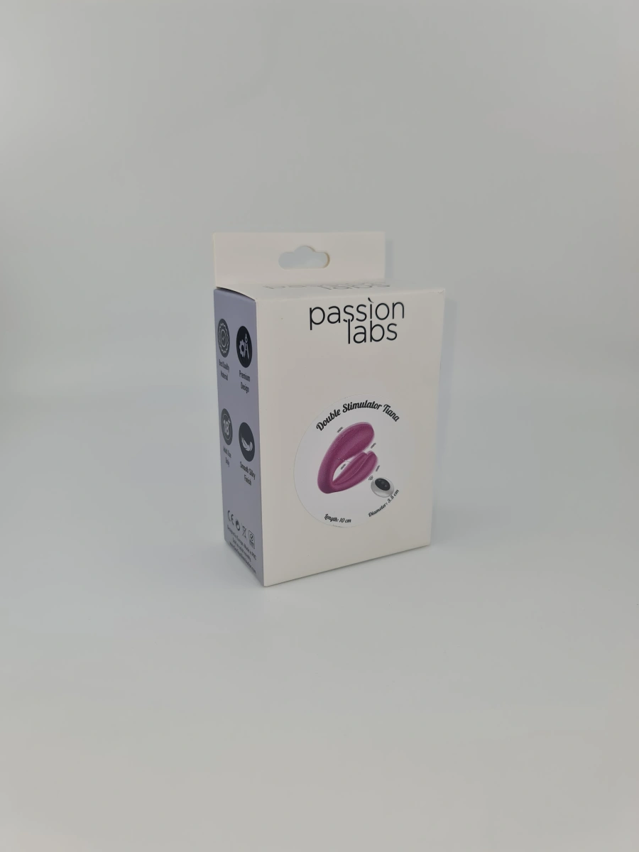 Stimulator Dublu Tiana, Remote Control, 10+10 Moduri Vibratii, Silicon, USB, Mov, Passion Labs, #2, Erotic24.ro