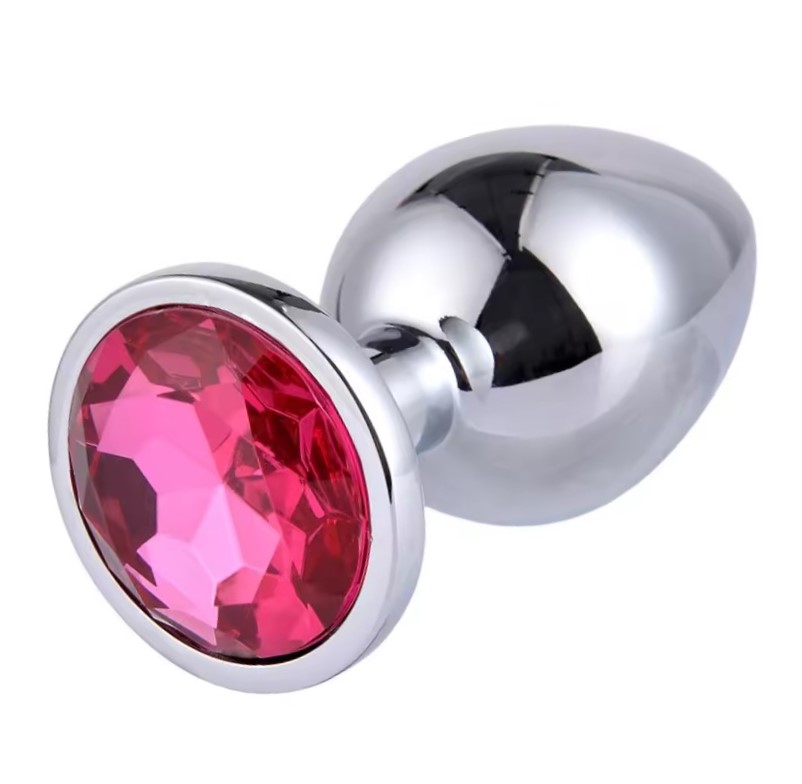 Dop Anal Metallic Buttplug, Small, Argintiu/Fuchsia, Passion Labs