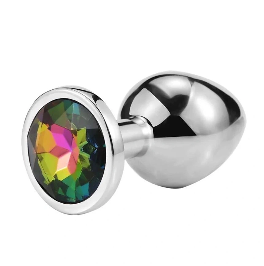 Dop Anal Metallic Buttplug, Small, Argintiu/Multicolor, Passion Labs