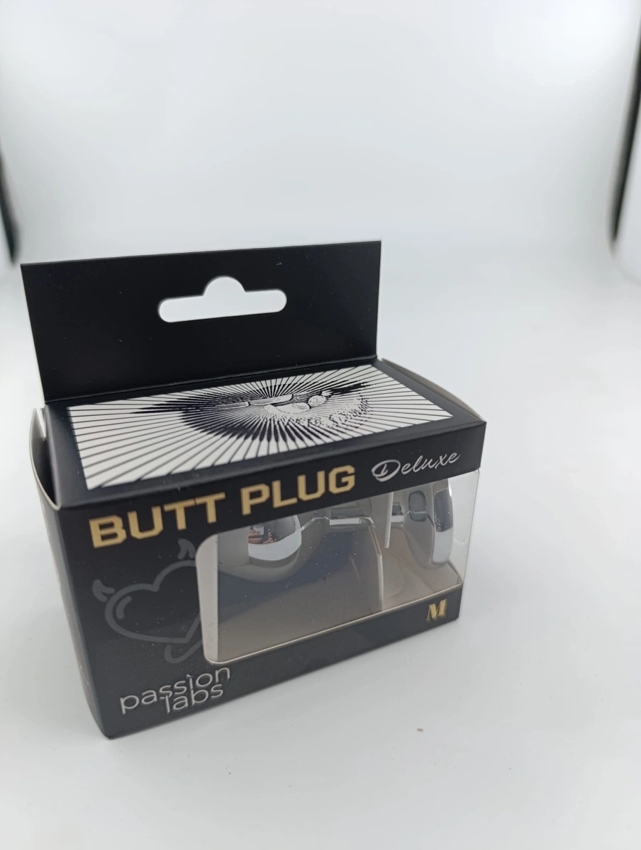 Dop Anal Metallic Buttplug Medium Argintiu/Negru Passion Labs, #3, Erotic24.ro