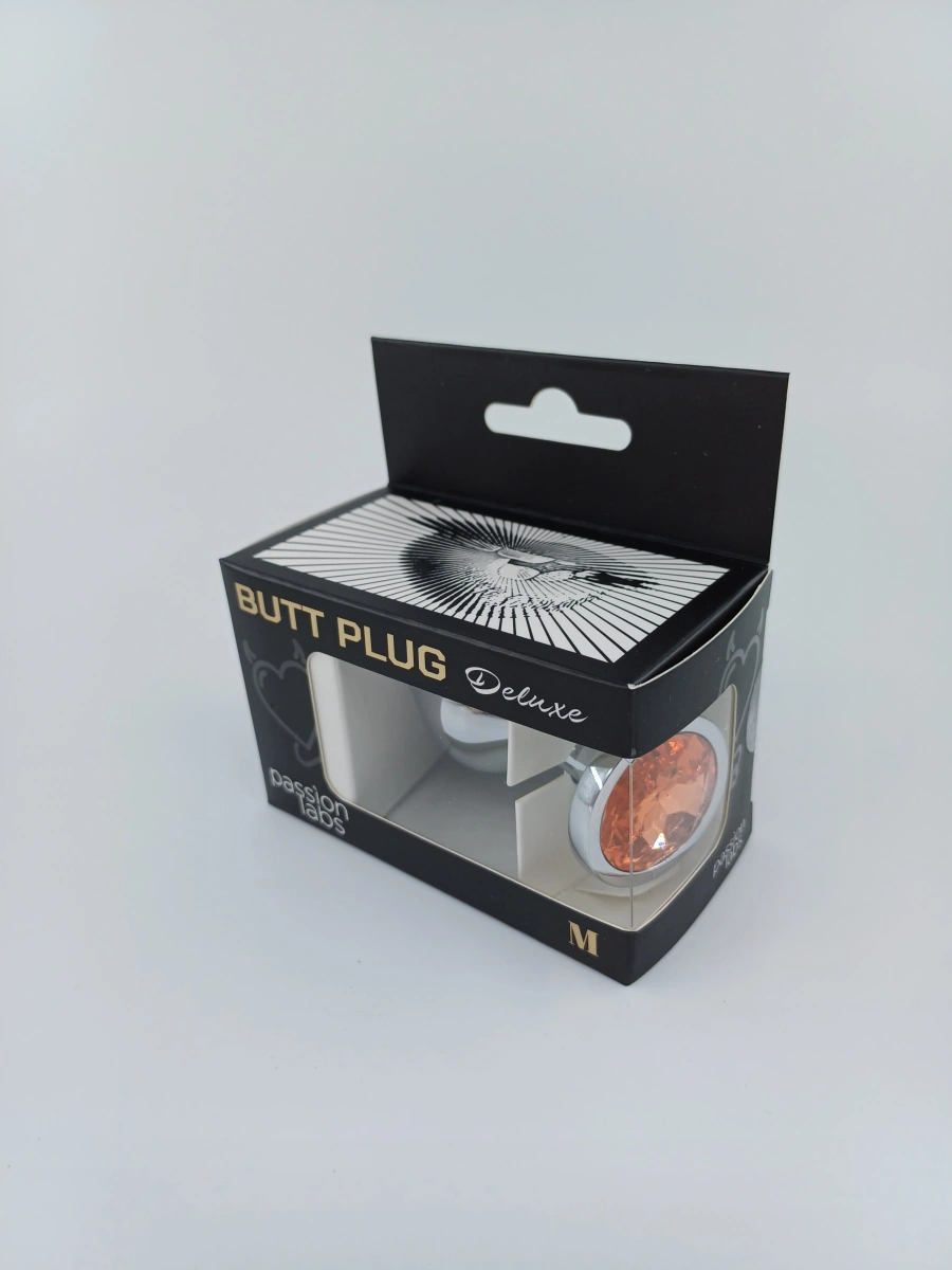 Dop Anal Metallic Buttplug, Medium, Argintiu/Portocaliu, Passion Labs, #3, Erotic24.ro