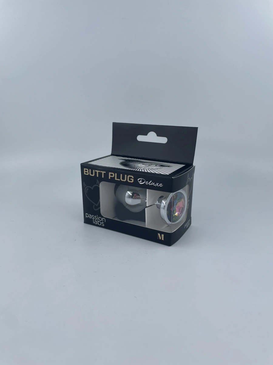 Dop Anal Metallic Buttplug, Medium, Argintiu/Multicolor, Passion Labs, #4, Erotic24.ro