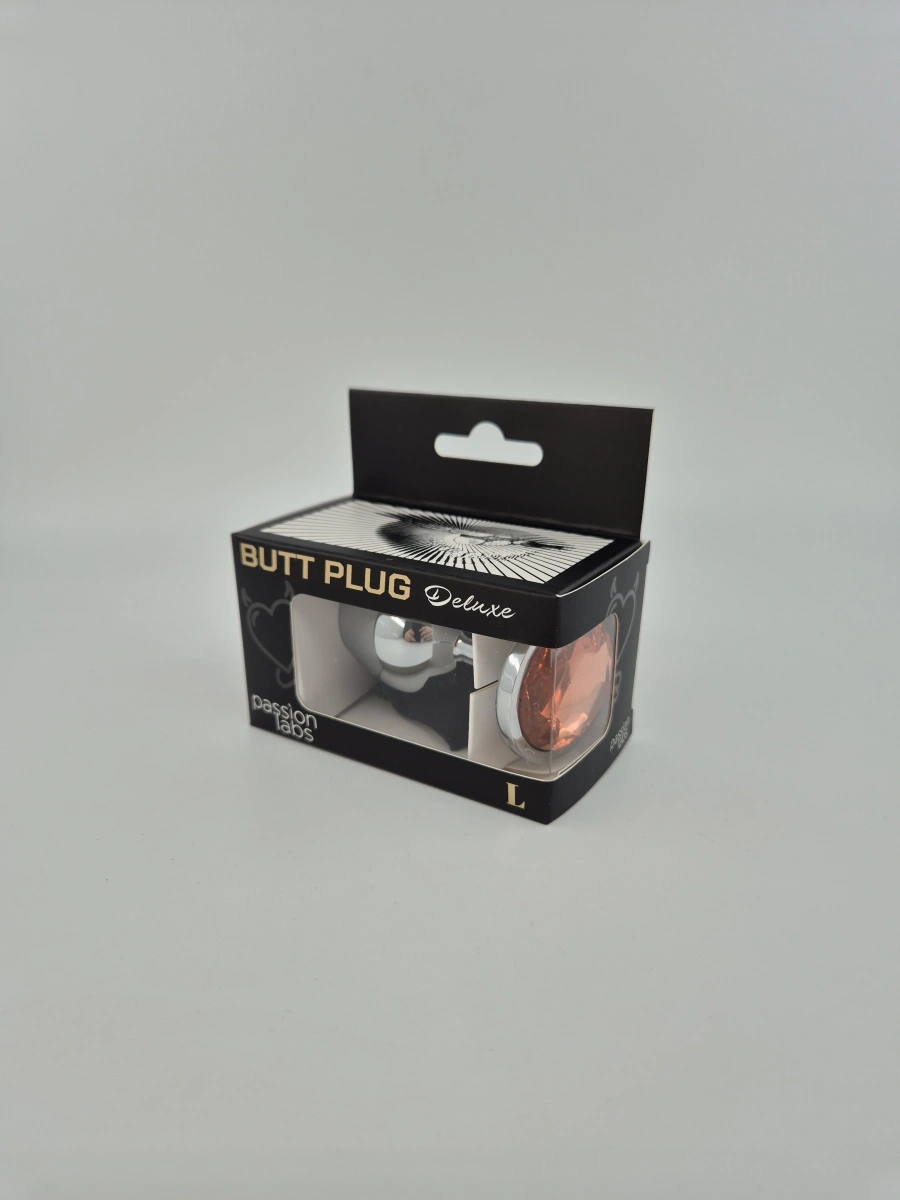 Dop Anal Metallic Buttplug, Large, Argintiu/Portocaliu, Passion Labs, #3, Erotic24.ro