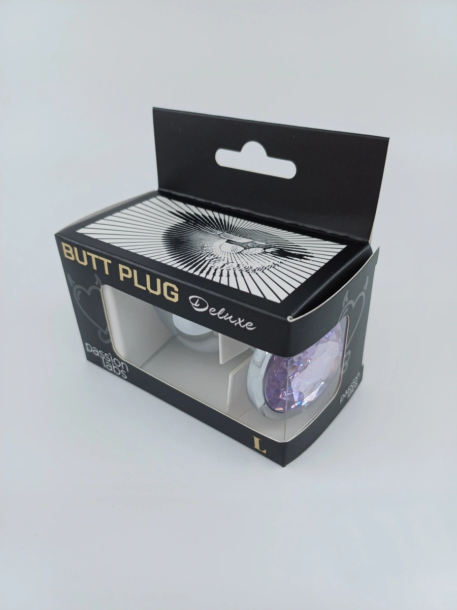 Dop Anal Metallic Buttplug Large Argintiu/Mov Deschis Passion Labs, Nr. 3, Erotic24.ro