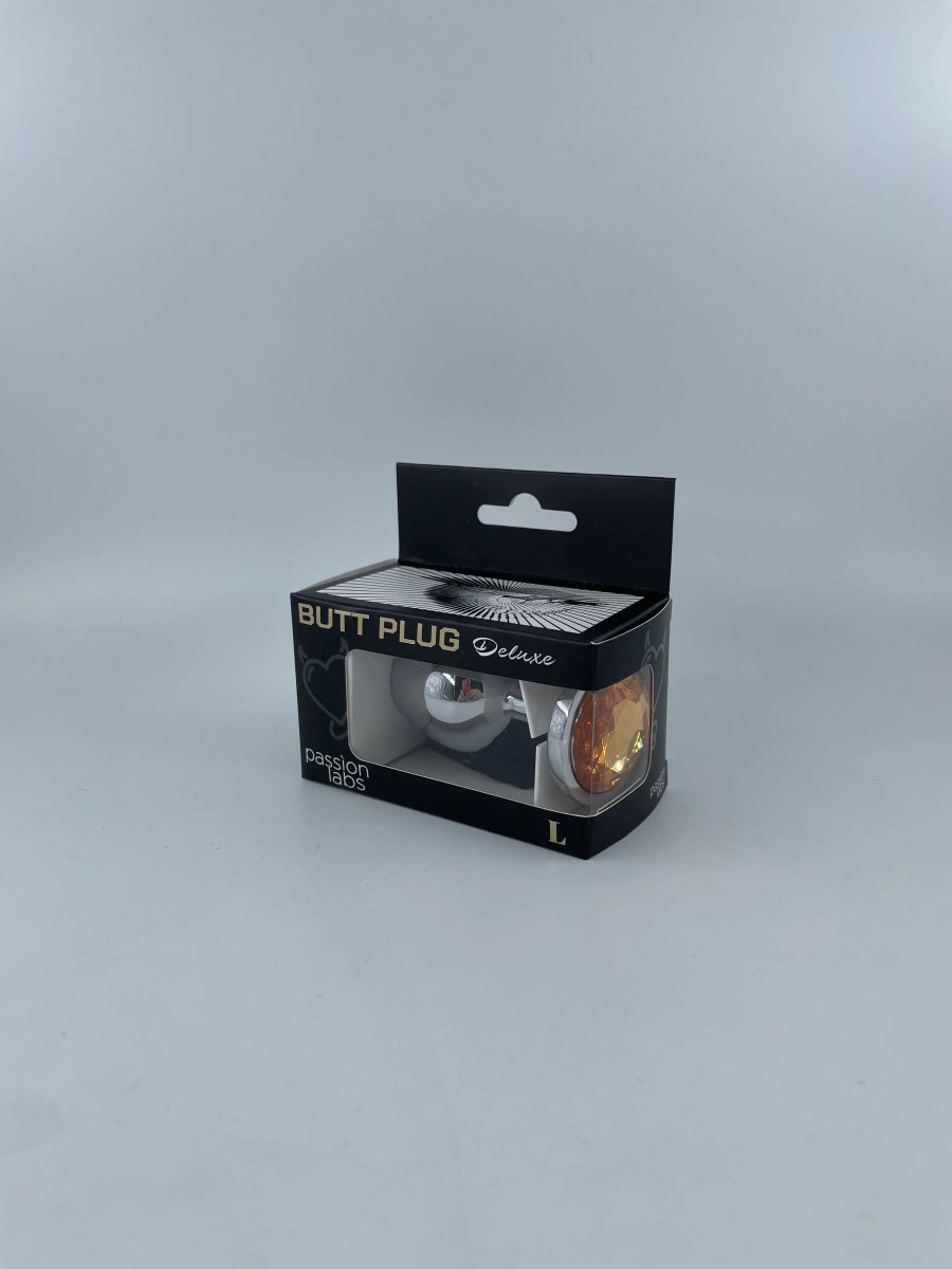 Dop Anal Metallic Buttplug, Large, Argintiu/Galben, Passion Labs, #3, Erotic24.ro