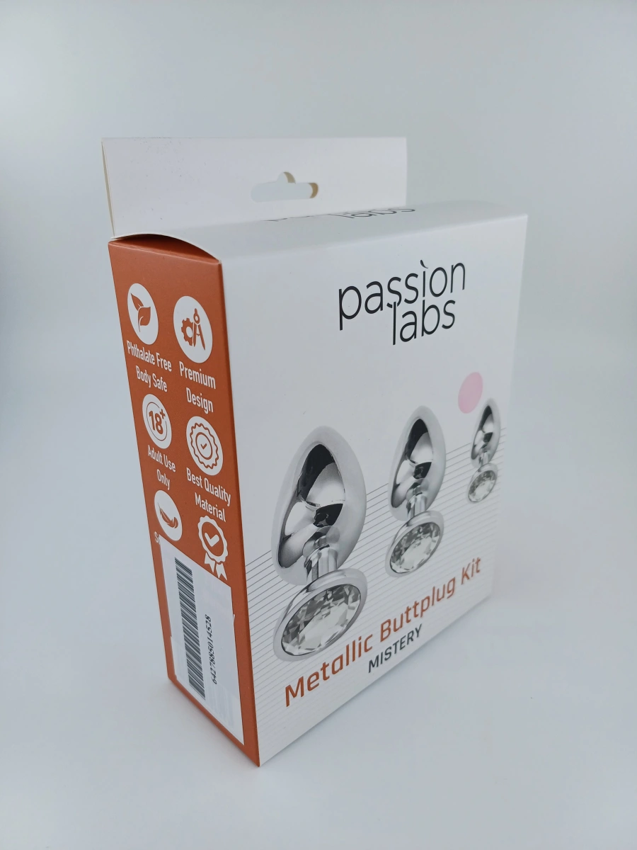 Set 3 Dopuri Anale Metalic Buttplug Kit, Argintiu/Roz Deschis, Passion Labs, Nr. 2, Erotic24.ro