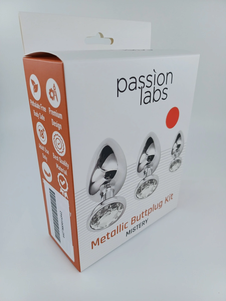 Set 3 Dopuri Anale Metalic Buttplug Kit, Argintiu/Rosu, Passion Labs, #2, Erotic24.ro