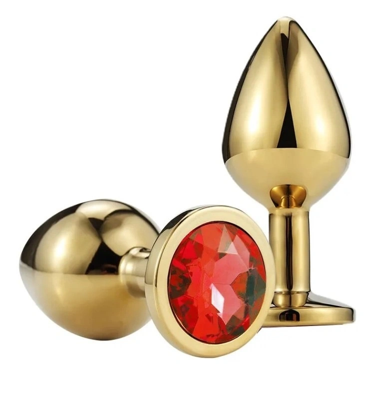 Dop Anal Metallic Buttplug, Small, Auriu/Rosu, Passion Labs