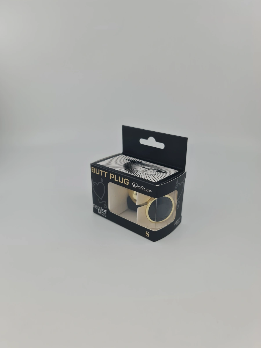 Dop Anal Metallic Buttplug, Small, Auriu/Negru, Passion Labs, #2, Erotic24.ro