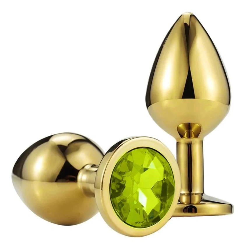 Dop Anal Metallic Buttplug, Small, Auriu/Verde Deschis, Passion Labs