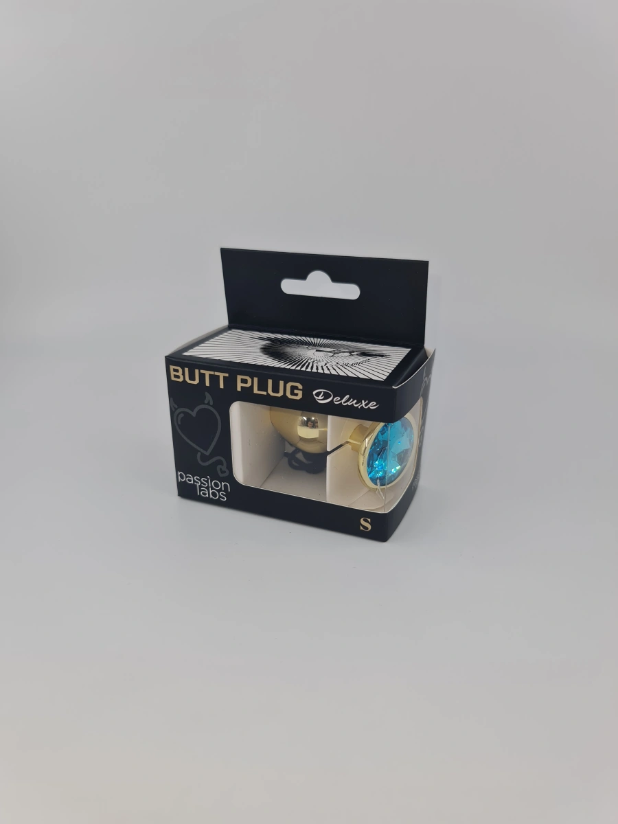 Dop Anal Metallic Buttplug, Small, Auriu/Albastru Deschis, Passion Labs, #2, Erotic24.ro