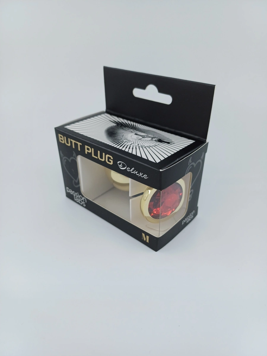 Dop Anal Metallic Buttplug, Medium, Auriu/Rosu, Passion Labs, Nr. 2, Erotic24.ro