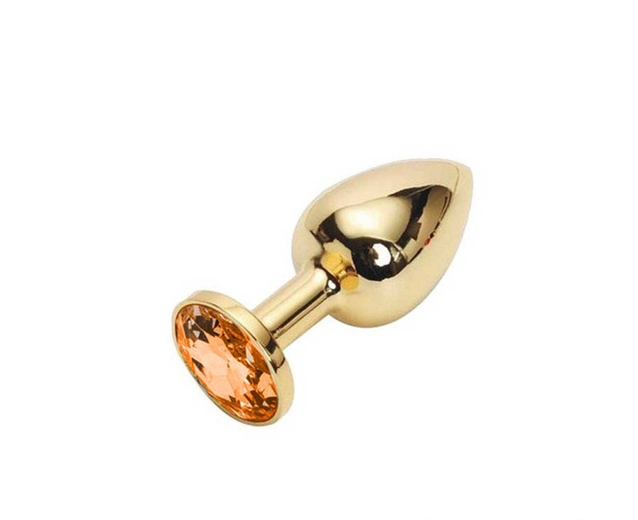 Dop Anal Metallic Buttplug, Medium, Auriu/Portocaliu, Passion Labs, #2, Erotic24.ro