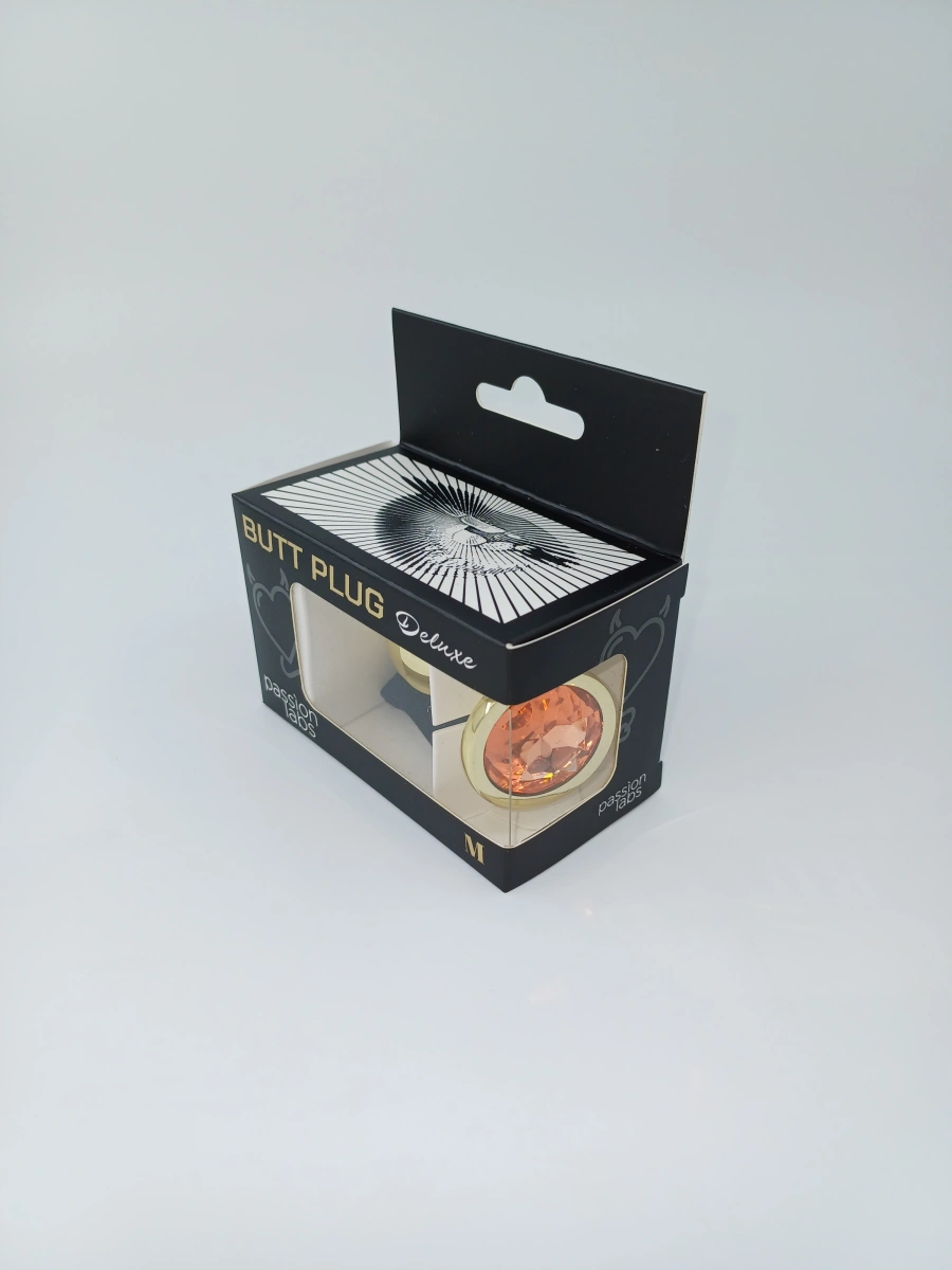 Dop Anal Metallic Buttplug, Medium, Auriu/Portocaliu, Passion Labs, #3, Erotic24.ro