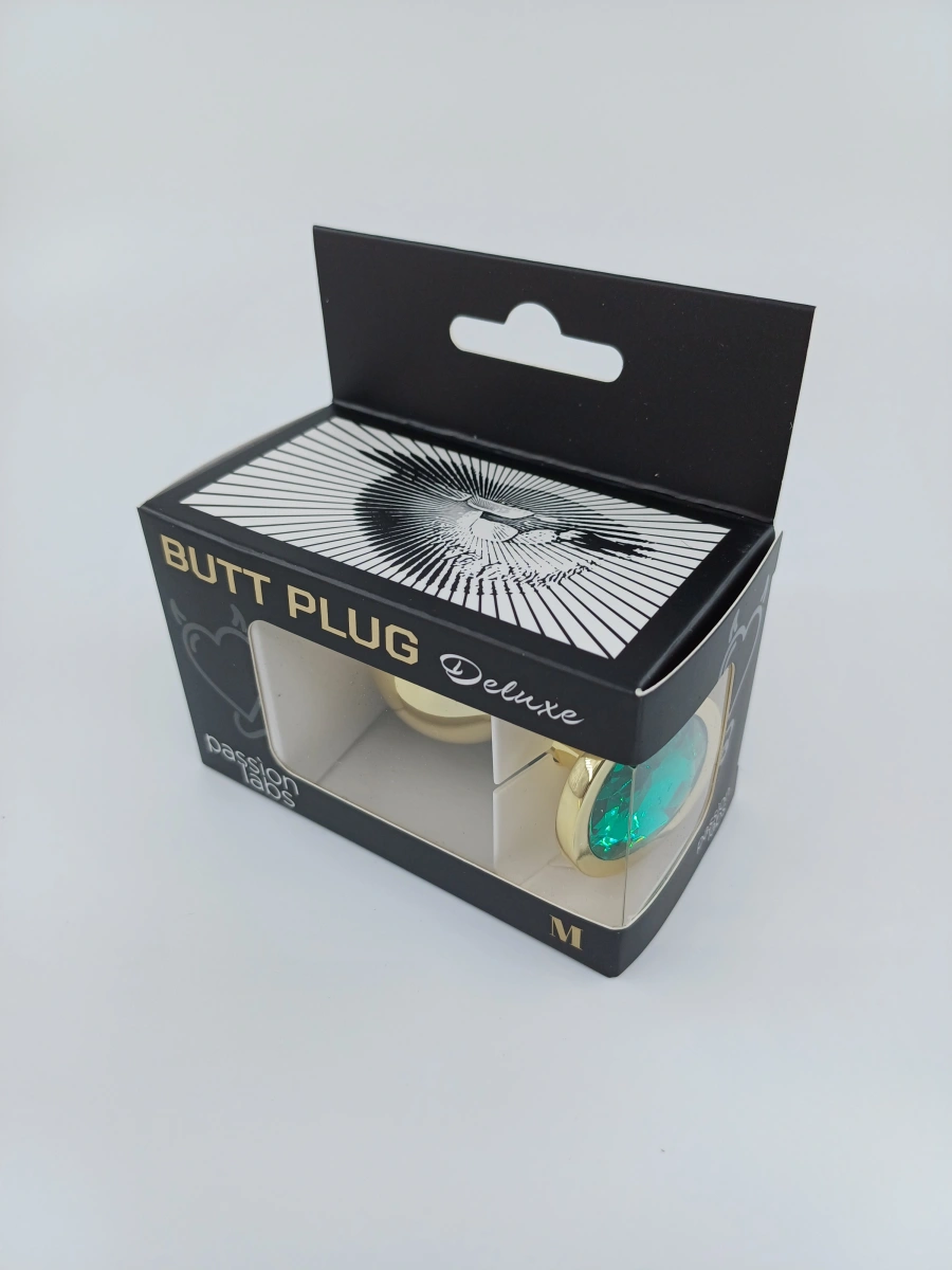 Dop Anal Metallic Buttplug, Medium, Auriu/Verde Inchis, Passion Labs, Nr. 2, Erotic24.ro