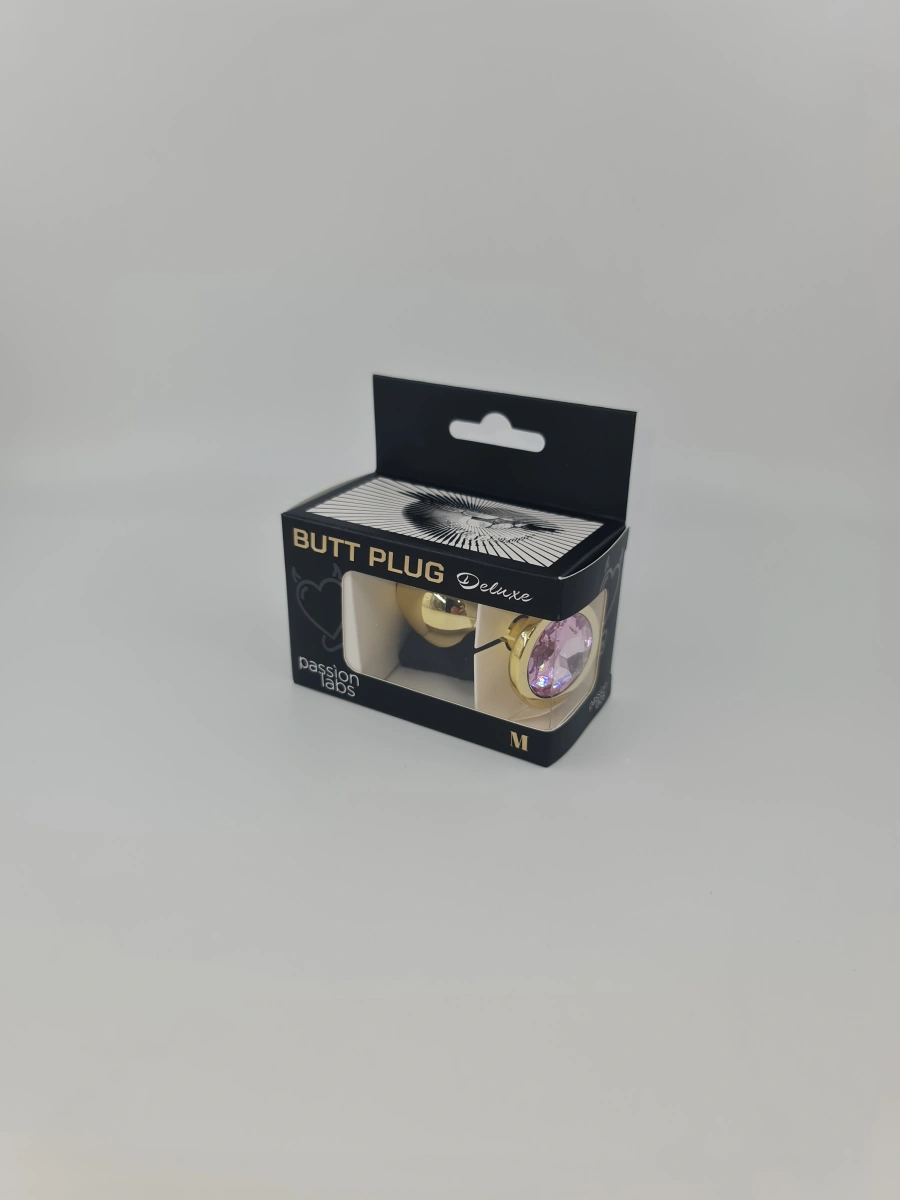 Dop Anal Metallic Buttplug, Medium, Auriu/Roz Deschis, Passion Labs, Nr. 2, Erotic24.ro