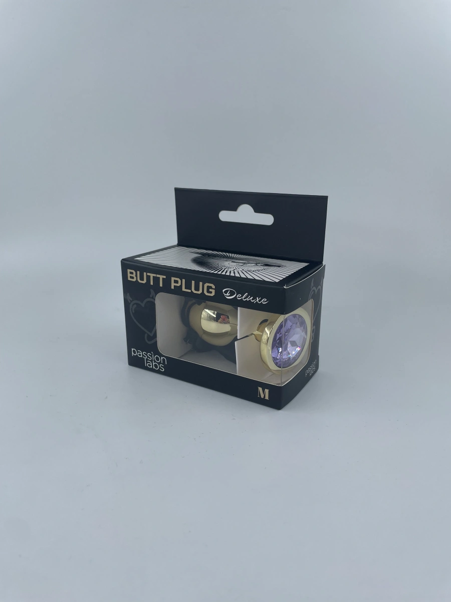 Dop Anal Metallic Buttplug, Medium, Auriu/Mov Deschis, Passion Labs, #2, Erotic24.ro