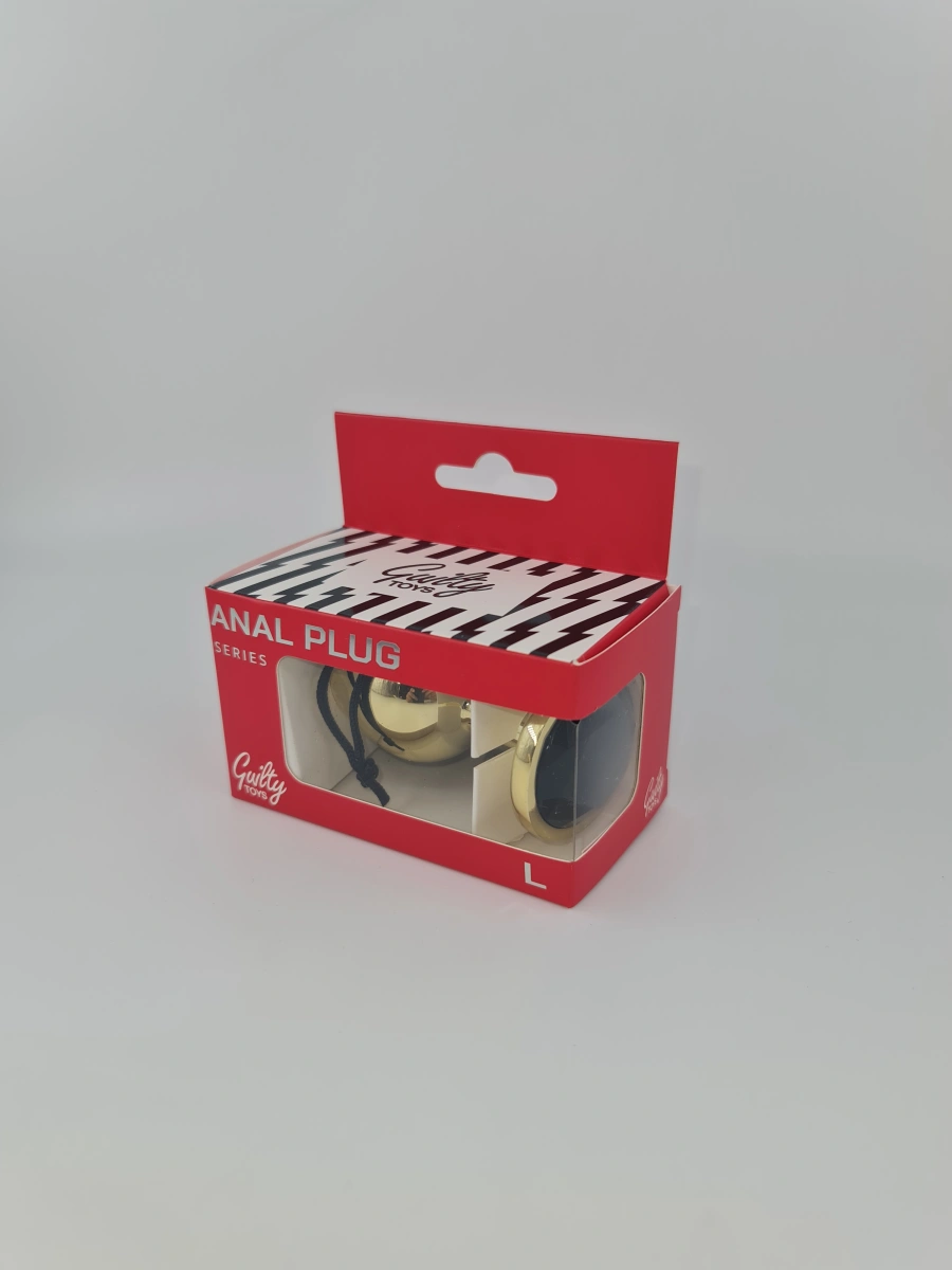 Dop Anal Metallic Buttplug, Large, Auriu/Negru, Guilty Toys, Nr. 2, Erotic24.ro