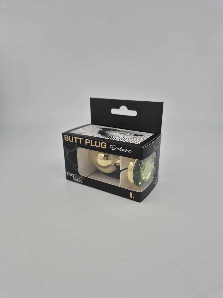 Dop Anal Metallic Buttplug, Large, Auriu/Verde Deschis, Passion Labs