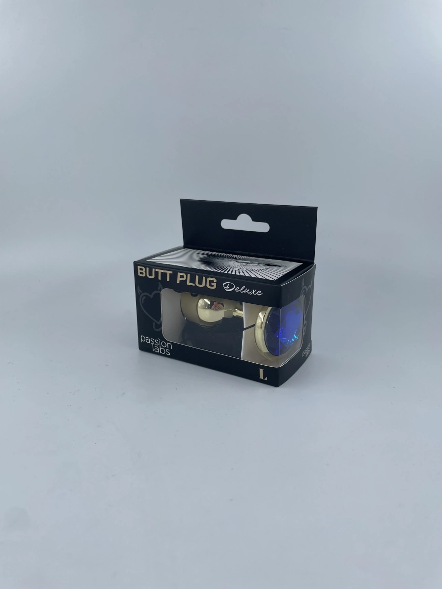 Dop Anal Metallic Buttplug, Large, Auriu/Albastru Inchis, Passion Labs, Nr. 2, Erotic24.ro