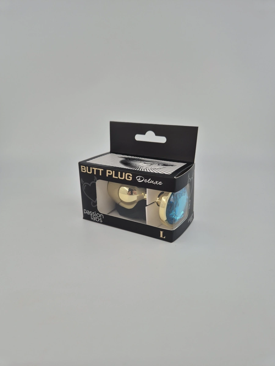 Dop Anal Metallic Buttplug, Large, Auriu/Albastru Deschis, Passion Labs, #2, Erotic24.ro