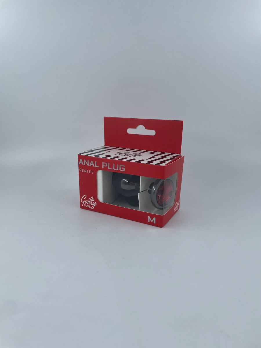 Dop Anal Dark Anal Plug Medium, Metal, Rosu, Guilty Toys, Nr. 2, Erotic24.ro