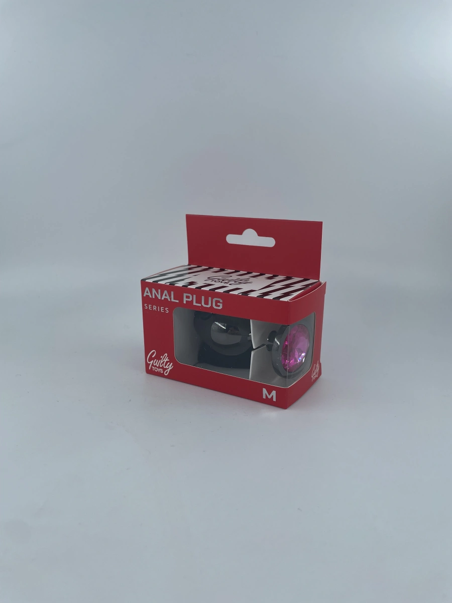 Dop Anal Dark Anal Plug Medium, Metal, Roz Inchis, Guilty Toys, Nr. 5, Erotic24.ro