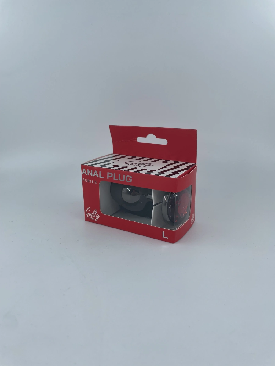 Dop Anal Dark Anal Plug Large, Metal, Red, Guilty Toys, #2, Erotic24.ro