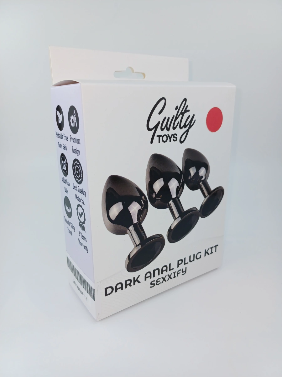 Set 3 Dopuri Anale Dark Anal Plug Kit, Metal, Roz Inchis, Guilty Toys, #5, Erotic24.ro