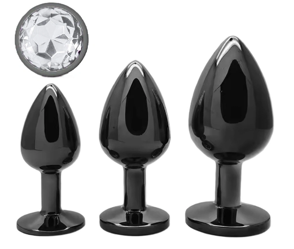 Set 3 Dopuri Anale Dark Anal Plug Kit, Metal, Transparent, Guilty Toys