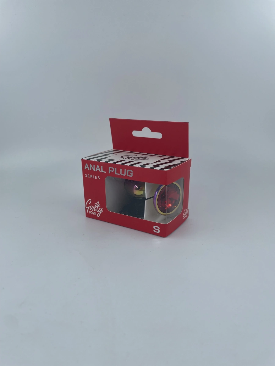 Dop Anal Metalic, Small, Multicolor, Piatra Rosie, Guilty Toys, #3, Erotic24.ro