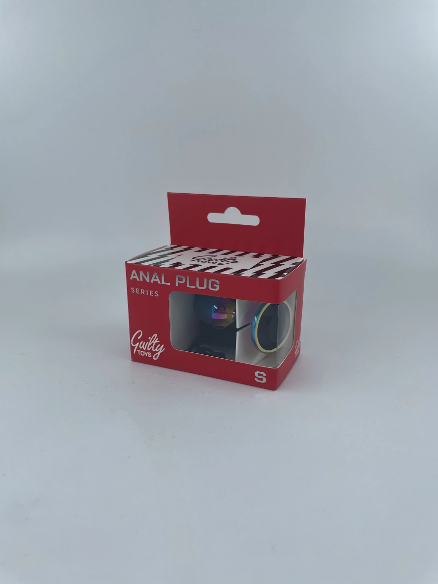 Dop Anal Metalic, Small, Multicolor, Piatra Neagra, Guilty Toys, Nr. 2, Erotic24.ro