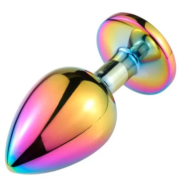 Dop Anal Metalic, Small, Multicolor, Piatra Mov Inchis, Guilty Toys, Nr. 3, Erotic24.ro