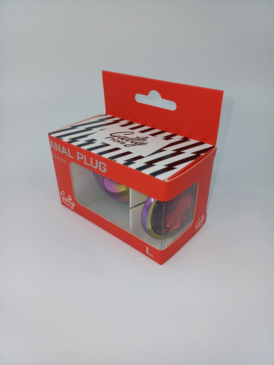 Dop Anal Metalic, Large, Multicolor, Piatra Rosie, Guilty Toys, Nr. 3, Erotic24.ro