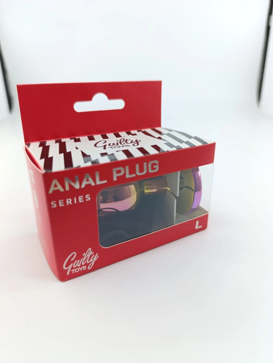 Dop Anal Metalic, Large, Multicolor, Piatra Transparenta, Guilty Toys, Nr. 3, Erotic24.ro