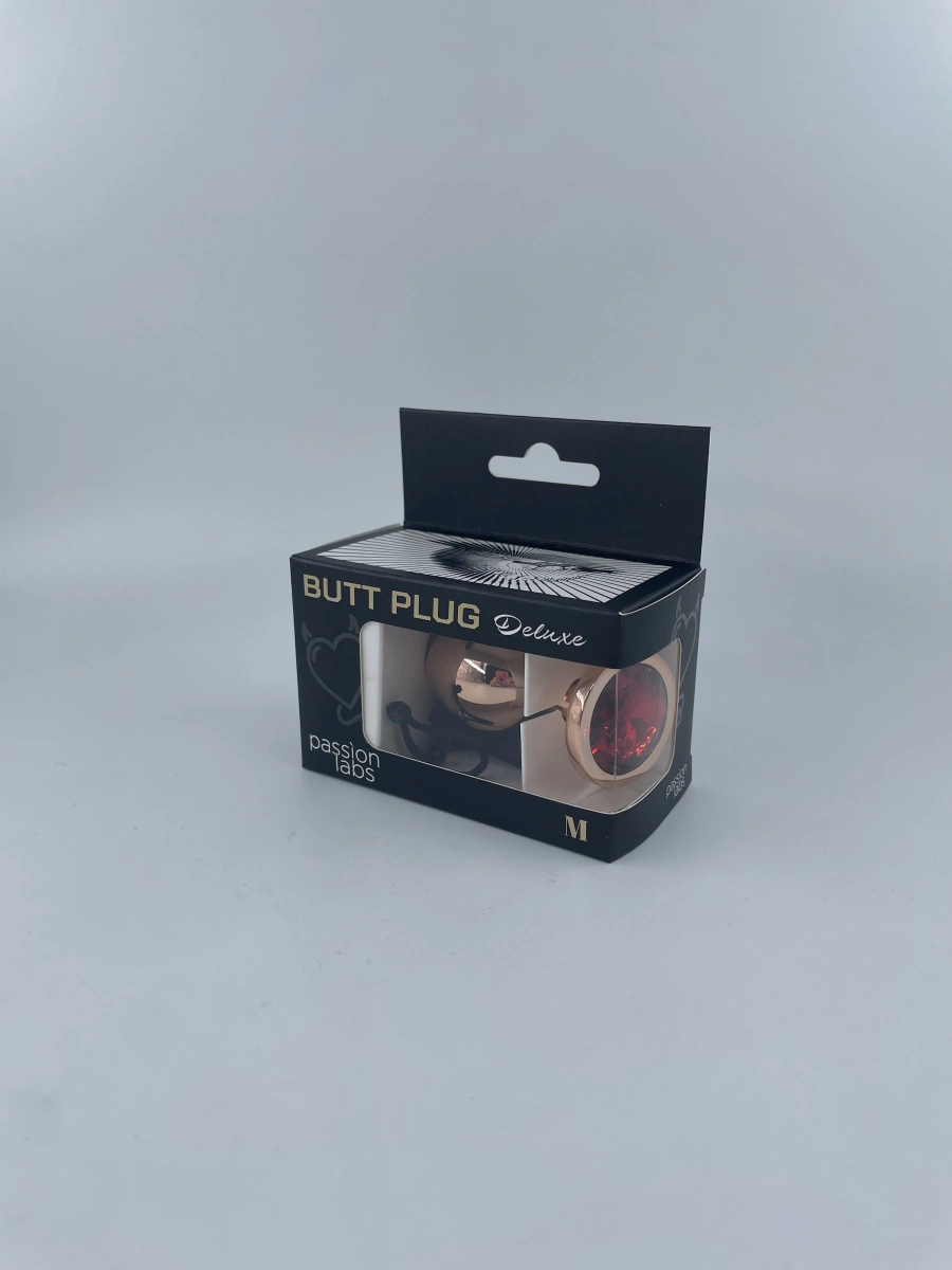 Dop Anal Charm Anal Plug Medium, Rose Gold, Piatra Rosu, Passion Labs, #2, Erotic24.ro