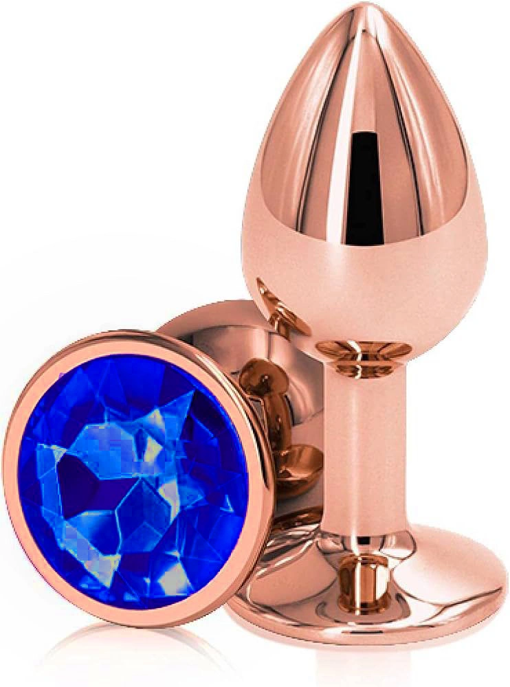 Dop Anal Charm Anal Plug Medium, Rose Gold, Piatra Albastru Inchis, Passion Labs