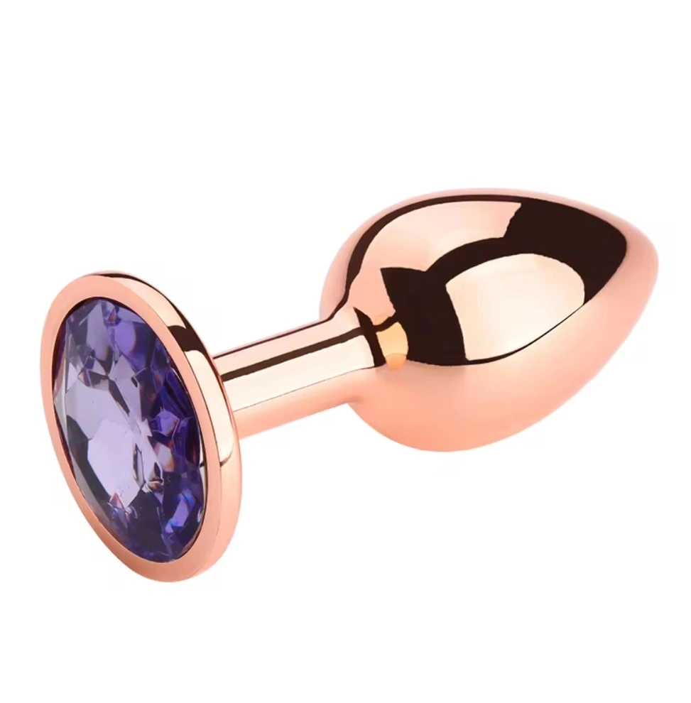 Dop Anal Charm Anal Plug Medium, Rose Gold, Piatra Mov Deschis, Passion Labs