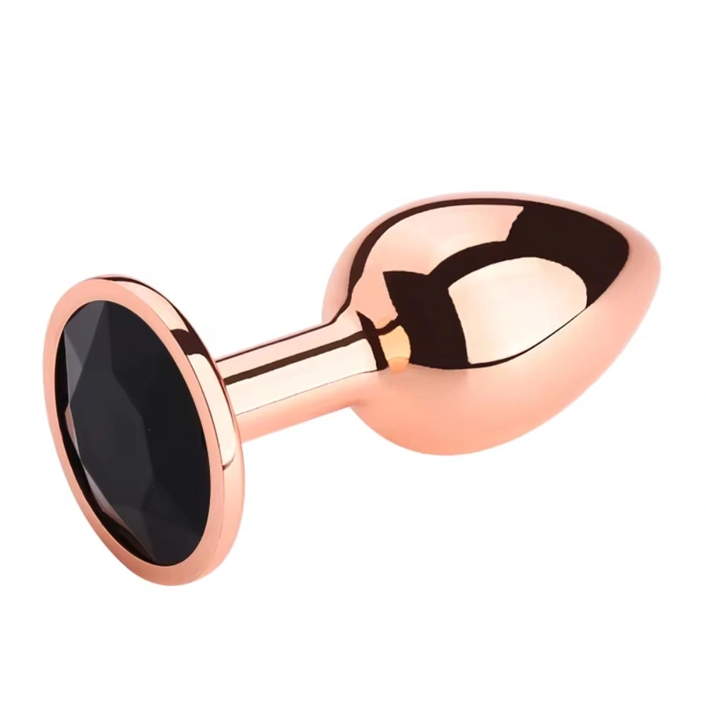 Dop Anal Charm Anal Plug Large, Rose Gold, Piatra Negru, Passion Labs