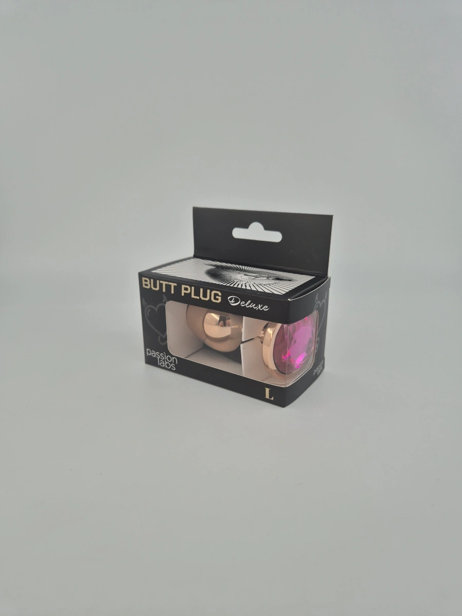 Dop Anal Charm Anal Plug Large, Rose Gold, Piatra Roz Inchis, Passion Labs, #2, Erotic24.ro