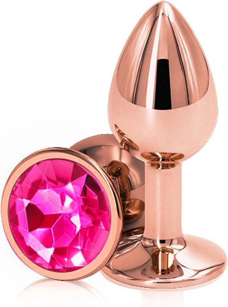 Dop Anal Charm Anal Plug Large, Rose Gold, Piatra Roz Inchis, Passion Labs