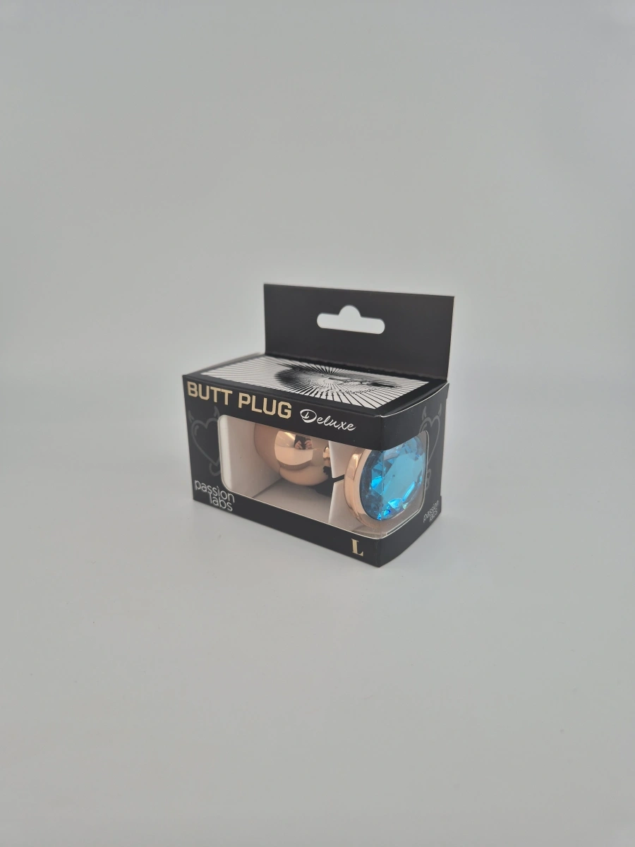 Dop Anal Charm Anal Plug Large, Rose Gold, Piatra Albastru Deschis, Passion Labs