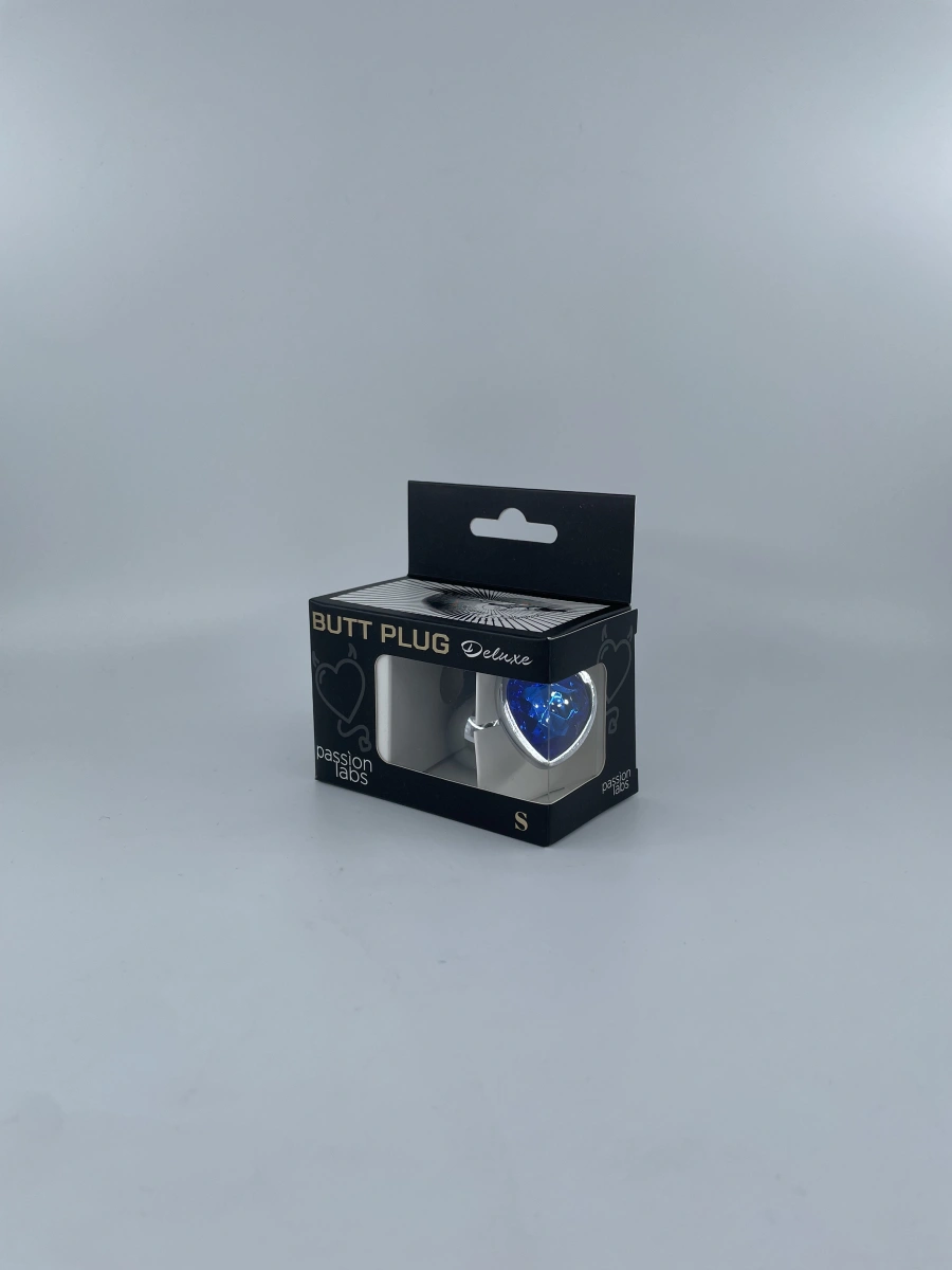 Dop Anal Hearty Buttplug, Small, Argintiu/Albastru Inchis, Passion Labs, #2, Erotic24.ro