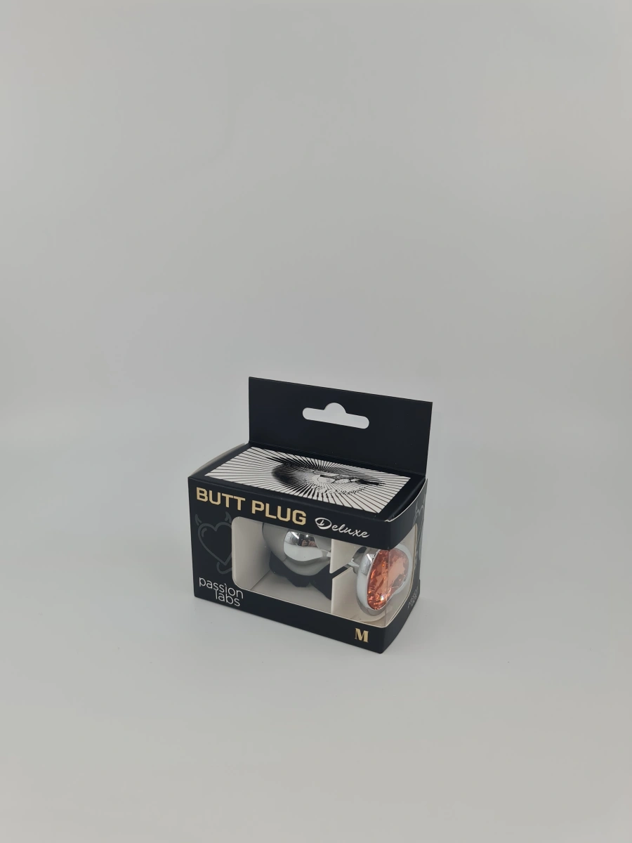 Dop Anal Hearty Buttplug, Medium, Argintiu/Portocaliu, Passion Labs, Nr. 3, Erotic24.ro