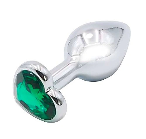 Dop Anal Hearty Buttplug, Medium, Argintiu/Verde, Passion Labs