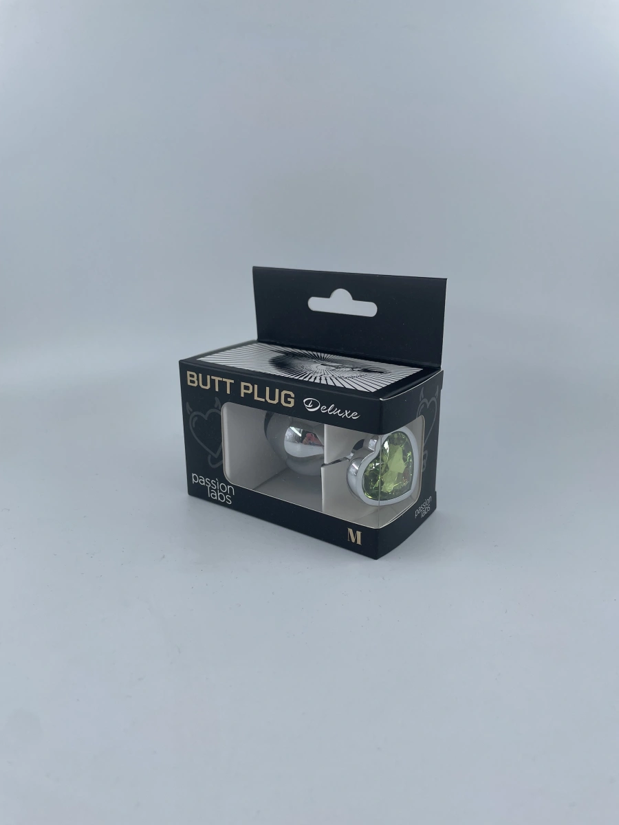 Dop Anal Hearty Buttplug, Medium, Argintiu/Verde Deschis, Passion Labs, #3, Erotic24.ro