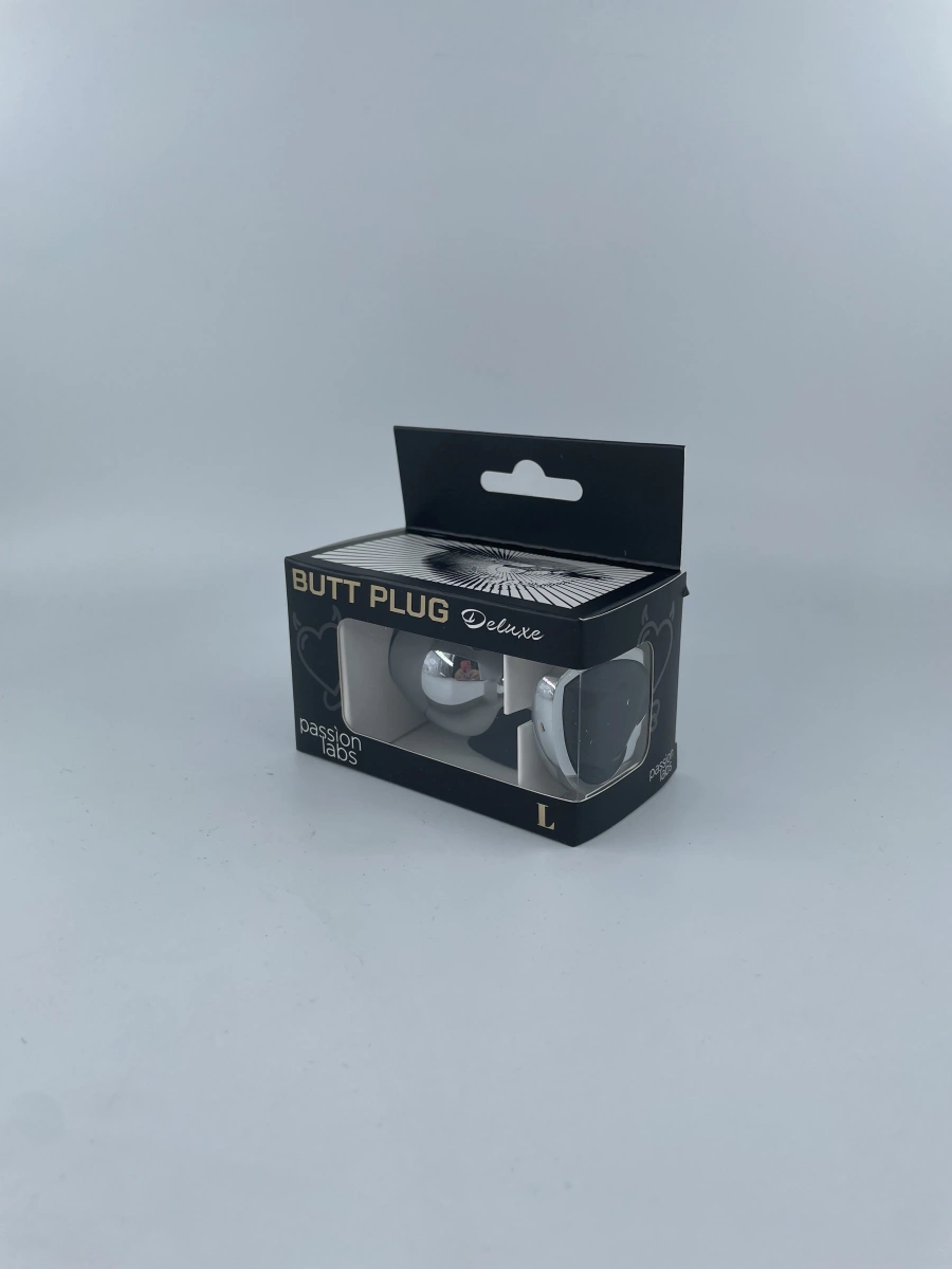 Dop Anal Hearty Buttplug, Large, Argintiu/Negru, Passion Labs, #3, Erotic24.ro