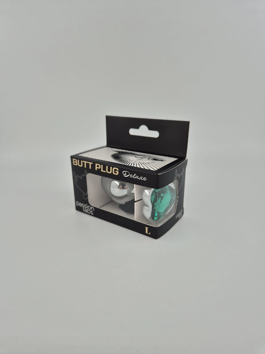 Dop Anal Hearty Buttplug, Large, Argintiu/Verde Inchis, Passion Labs, #4, Erotic24.ro