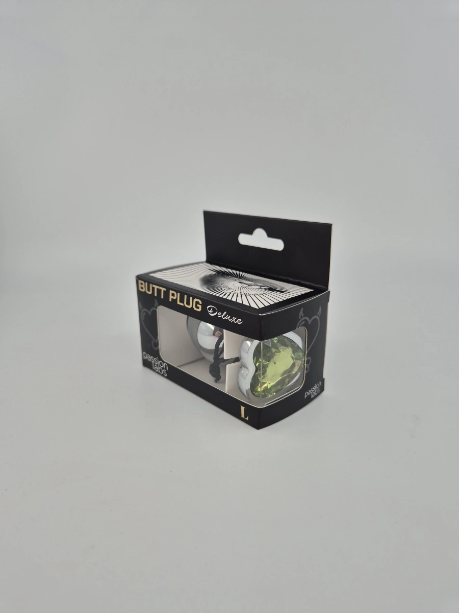 Dop Anal Hearty Buttplug, Large, Argintiu/Verde Deschis, Passion Labs, Nr. 4, Erotic24.ro