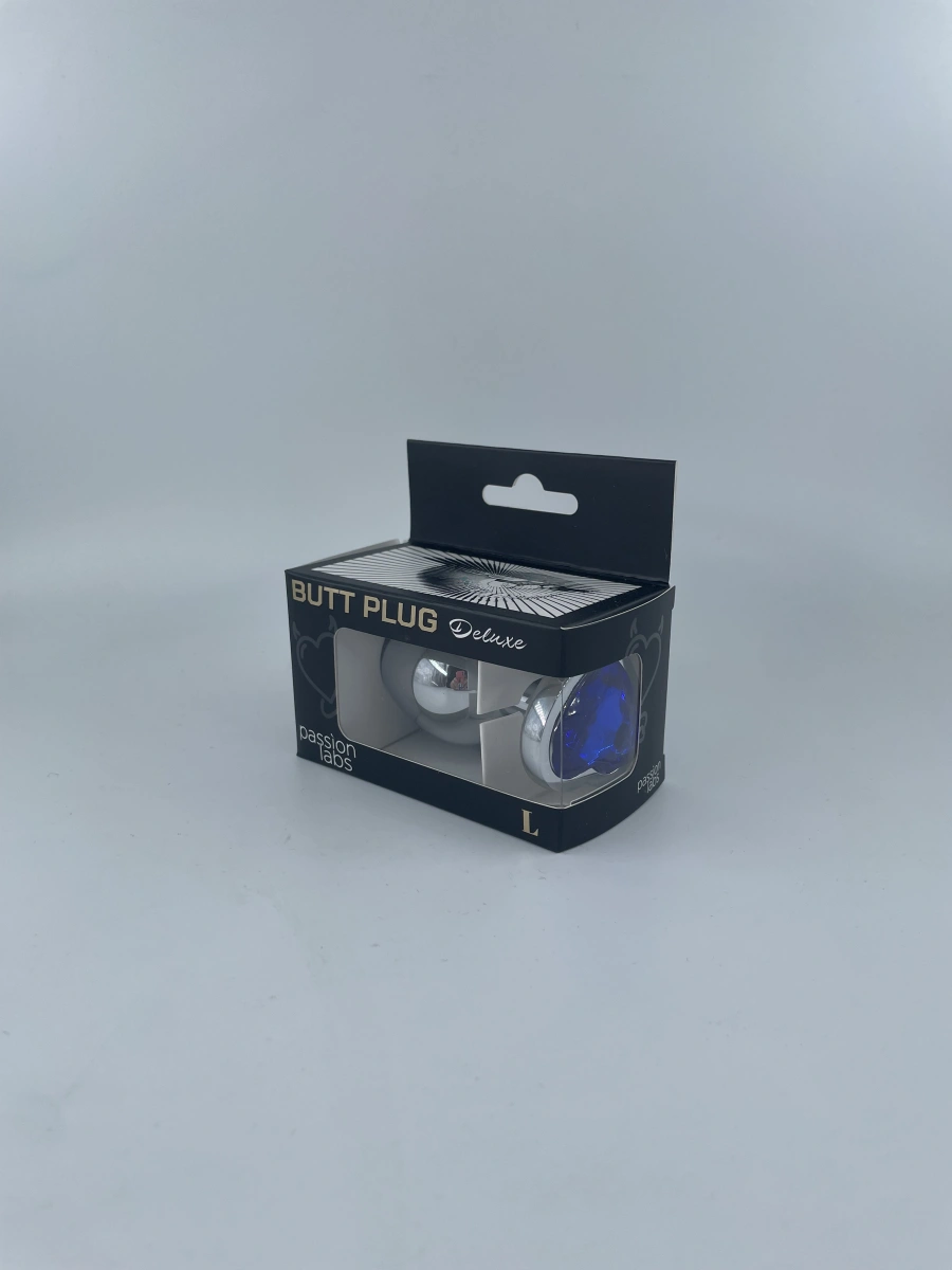 Dop Anal Hearty Buttplug, Large, Argintiu/Albastru Inchis, Passion Labs, #3, Erotic24.ro